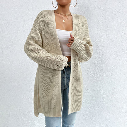 Colour Knitted Solid Cardigan