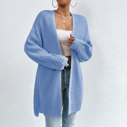 Colour Knitted Solid Cardigan