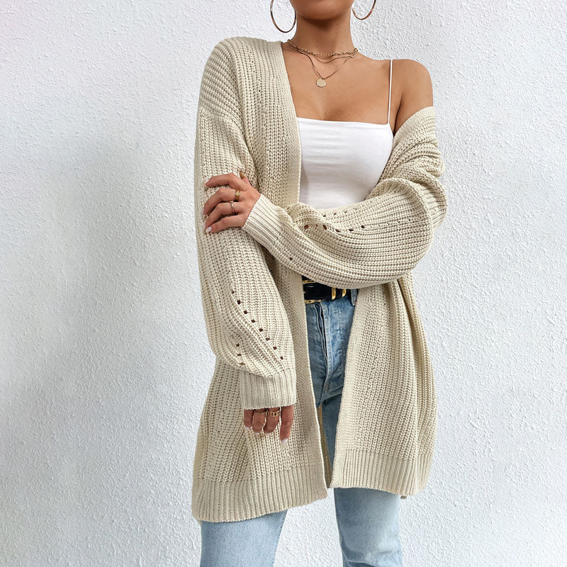 Casual Solid Colour Knitted Cardigan Apricot best Best Sellings cardigan cardigans clothes Sale tops Topseller