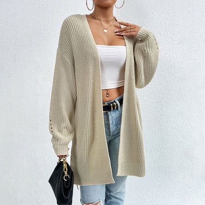 Colour Knitted Solid Cardigan