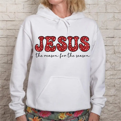 Jesus Reason Season Graphic Casual Long Sleeve Christmas Hoodie