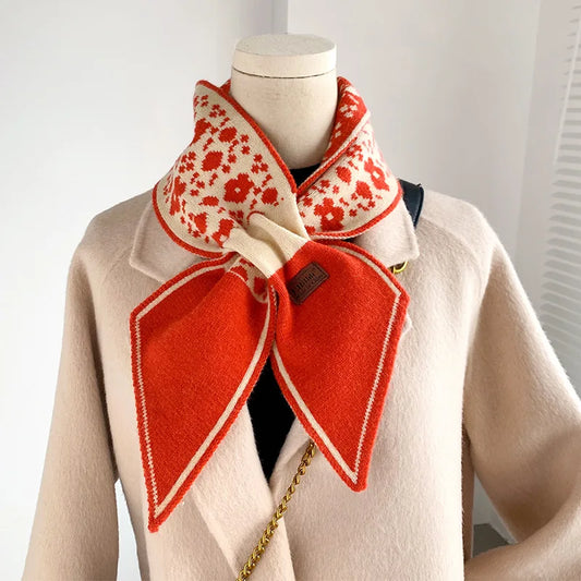 Floral Knit Cashmere Winter Scarf