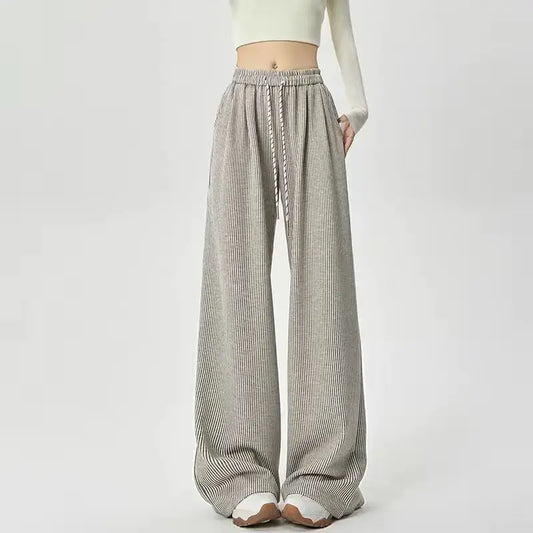 Korean Stripes High Waist Drawstring Pants