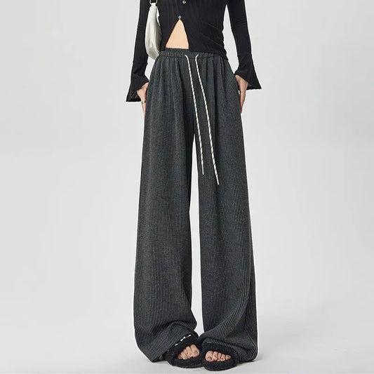 Korean Stripes High Waist Drawstring Pants