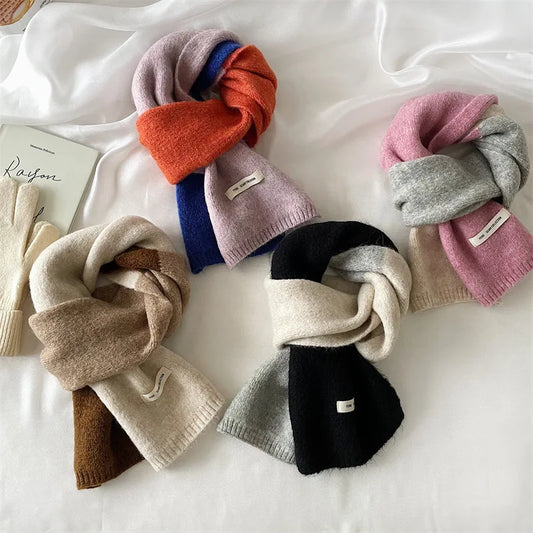 Korean Style Winter Wool Striped Scarf