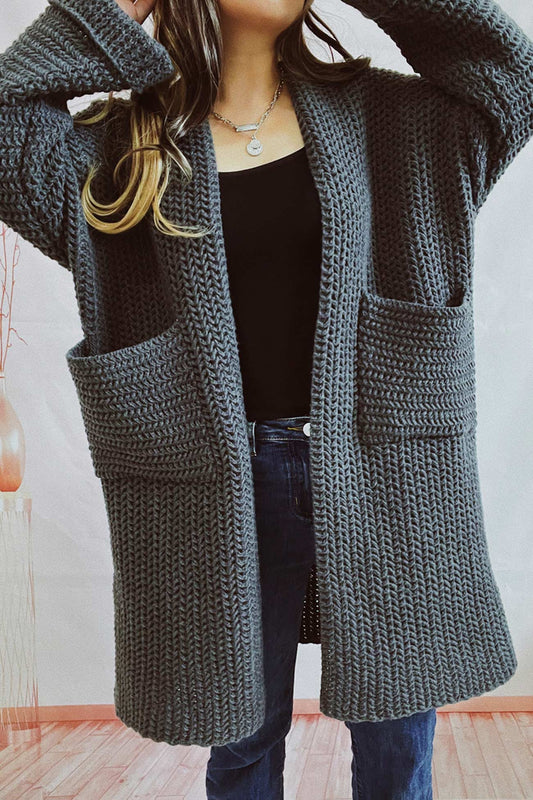 Open Front Cardigan with Large Pockets