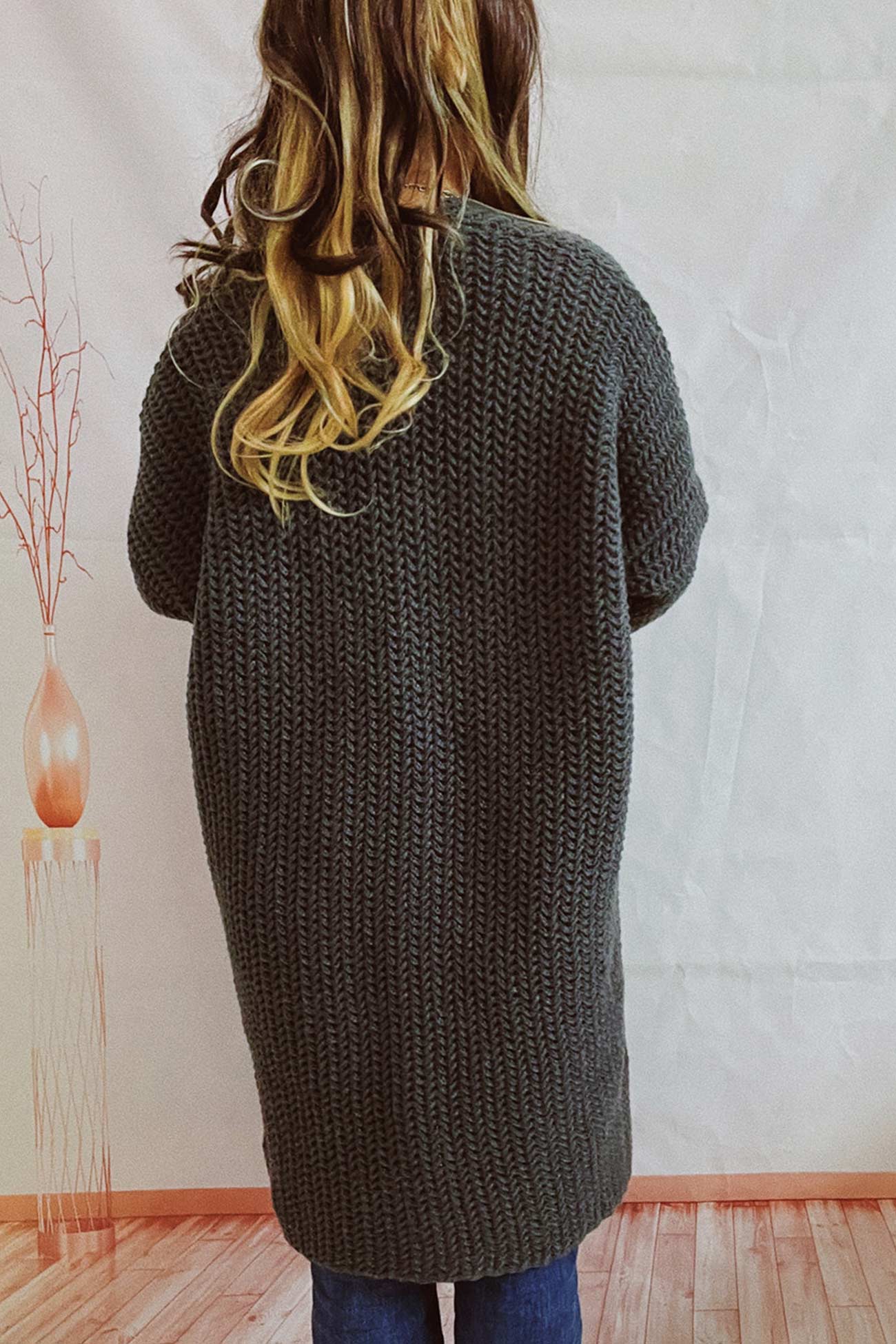 Open Front Cardigan with Large Pockets