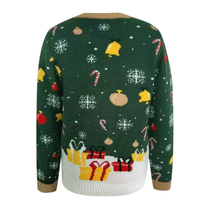 Led Light Autumn Winter Santa Jacquard Round Neck Retro Casual Christmas Sweater