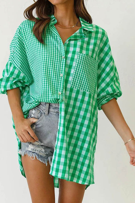 Plaid Patchwork Long Sleeve Shirt