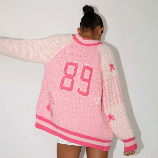 Rainbow Y2K Streetwear Knit Cardigan