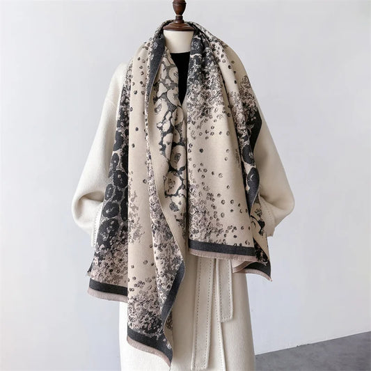 Luxury Brand Cashmere Floral Scarf