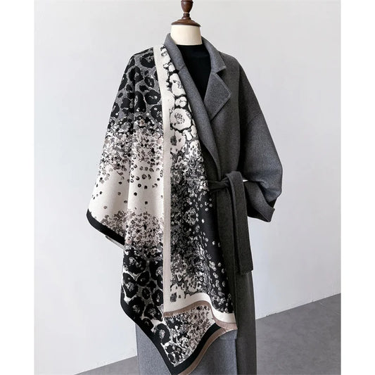 Luxury Brand Cashmere Floral Scarf