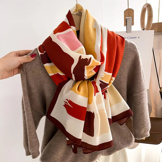 Luxury Wool Cotton Shawl Wrap Scarf