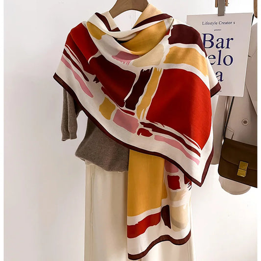 Luxury Wool Cotton Shawl Wrap Scarf