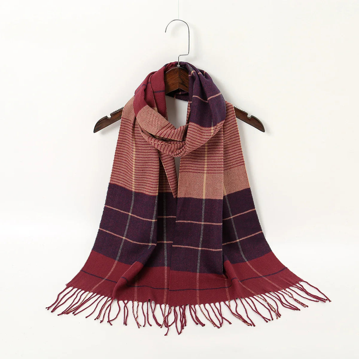 Plaid Print Cashmere Winter Pashmina Scarf - Luxury Travel Essential