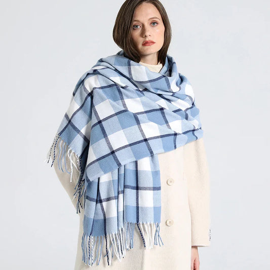 Luxury Plaid Cashmere Long Bandana Scarf