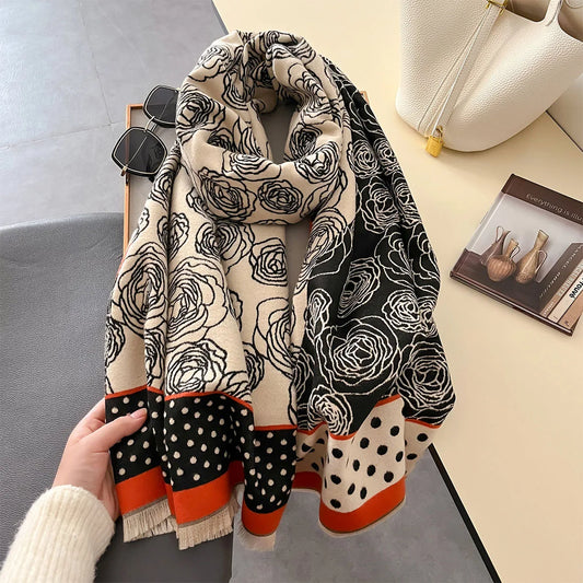 Thick Blanket Cashmere Print Scarf