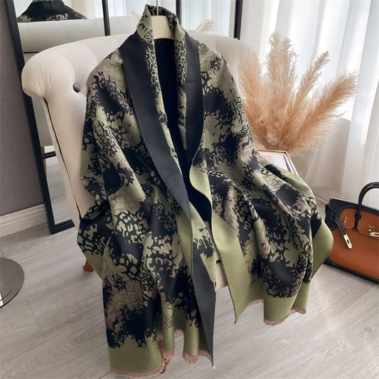 Floral Cashmere Winter Blanket Scarf