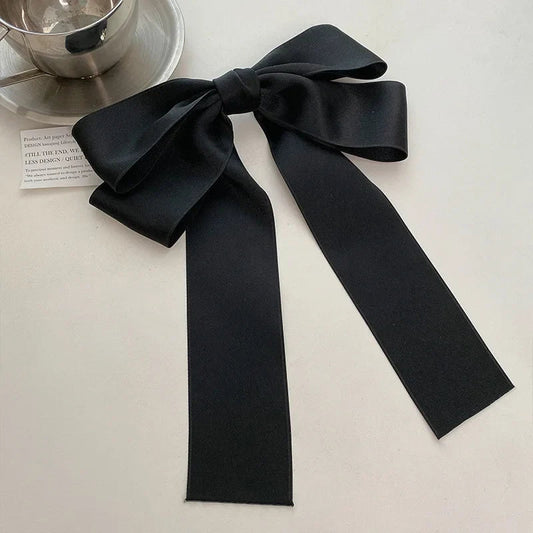 Korean Fabric Big Ribbon Back Head Headdress - Christmas Hair Accessory Black Accessories-L