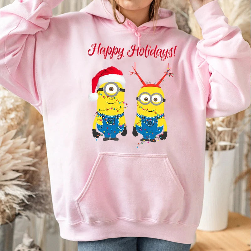 Adorable Merry Minions Plus Velvet Sports Christmas Hoodie