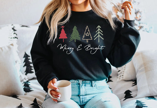 Merry Bright Modern Female Outdoors All-match Christmas Hoodie