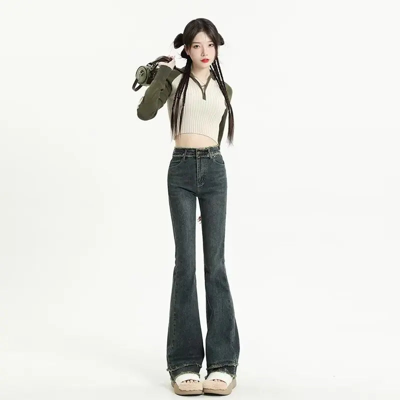 Micro Flared Minimalist Fashionable Harajuku Women's Trend Jean