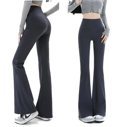 Micro-cropped Shark High-waisted Slim Body Horseshoe Wide-leg Flared Pants Leggings