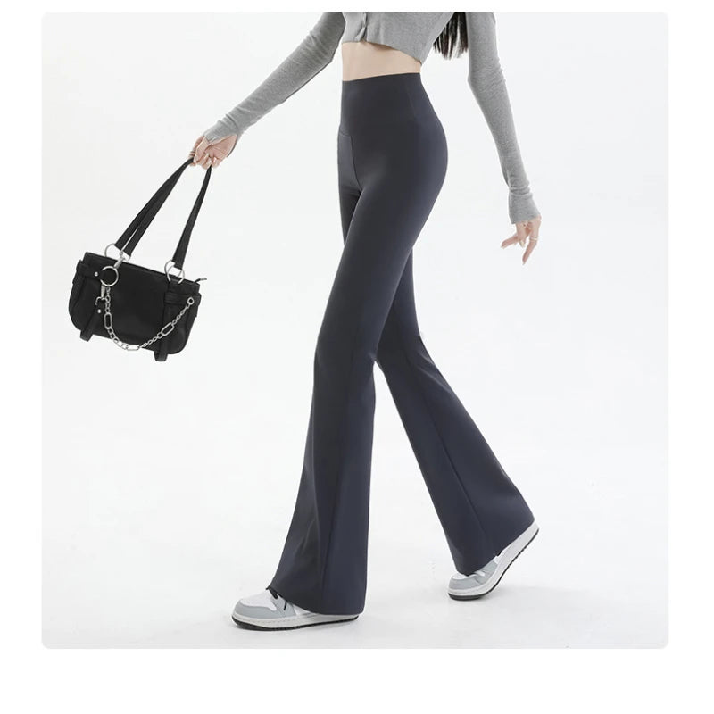 Micro-cropped Shark High-waisted Slim Body Horseshoe Wide-leg Flared Pants Leggings