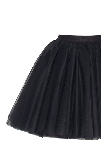 Gathered Organza Mini Skirt Graceful In Black, Xo Xo