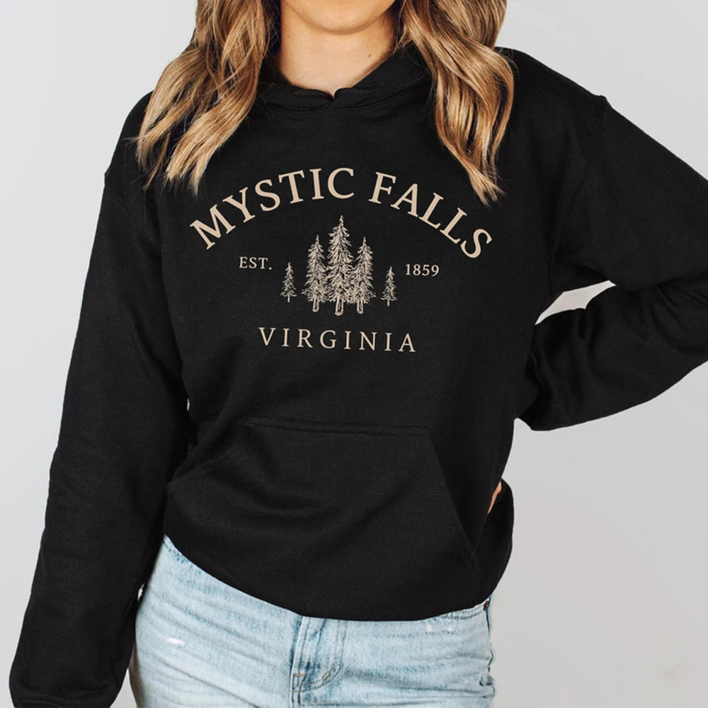 Mystic Falls Virginia Salvatores Vampire Fan Unisex Long Sleeve Christmas Hoodie