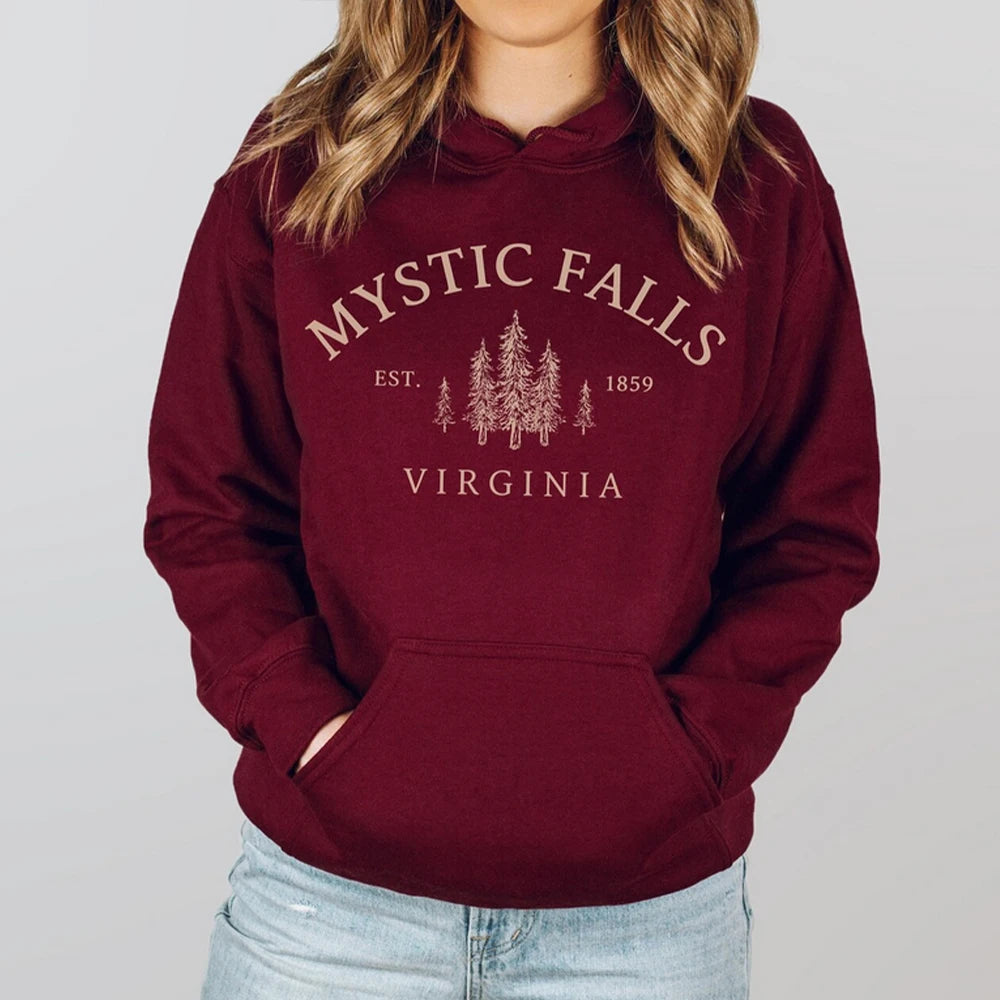 Mystic Falls Virginia Salvatores Vampire Fan Unisex Long Sleeve Christmas Hoodie