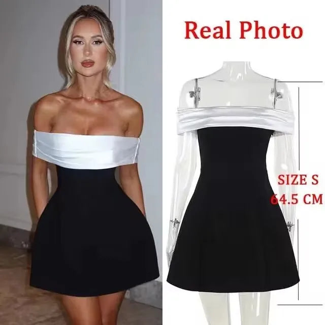 Bow Backless Strapless Party Dress Black4 / Xs Partydress-241208