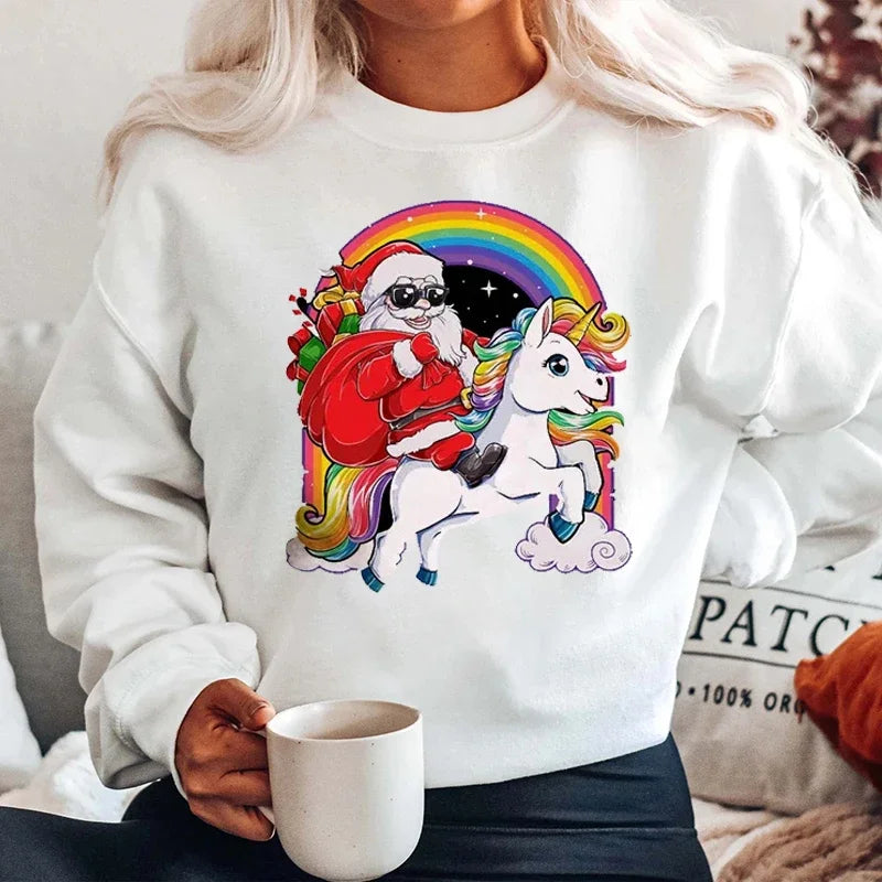 Graphic Santa Claus Reindeer Navidad Harajuku Y2K Unisex Christmas Hoodie