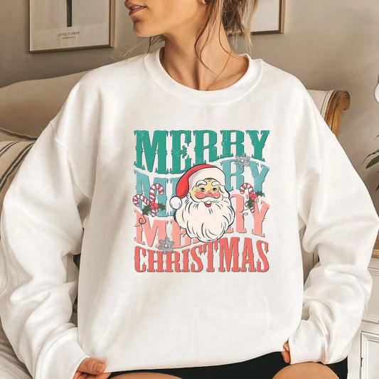 Fashion Cute Santa Slight Stretch RegularFit Girl Christmas Hoodie