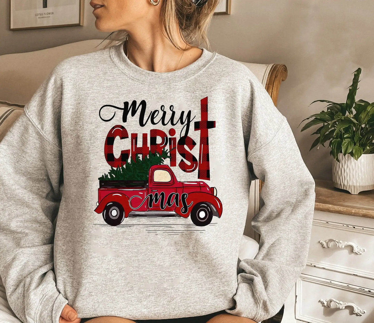 Fashion Truck Funny Santa Hat Festive Hooded Women Christmas Hoodie