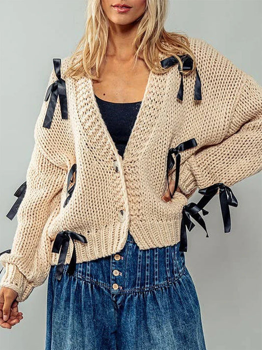 Sequined V-neck Knit Cardigan