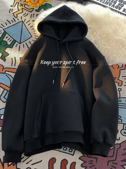 Spirit Free Letter Printed Hoodie