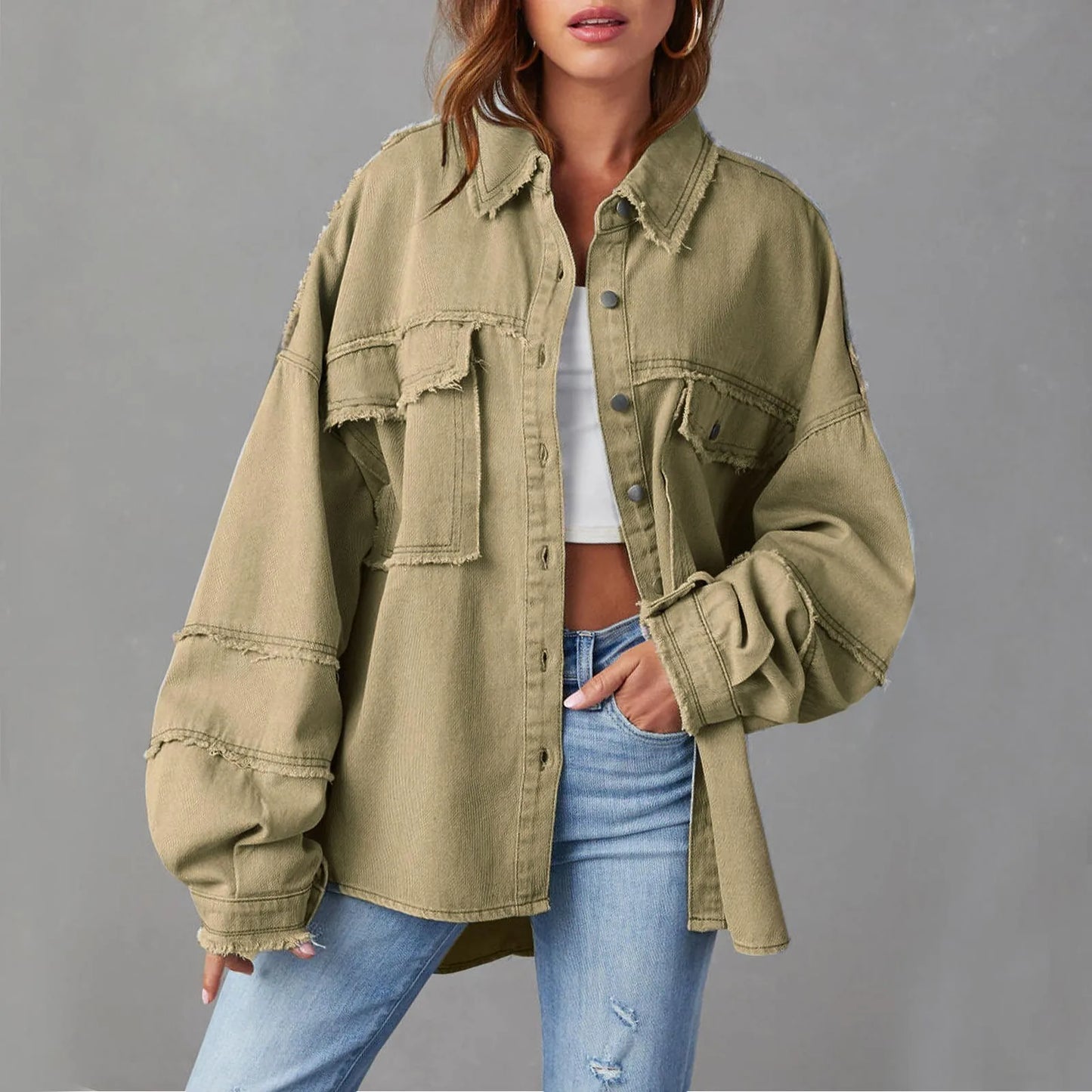 New Oversized Stylish Trendy Elegant Fashionable Versatile Classic Denim Jacket