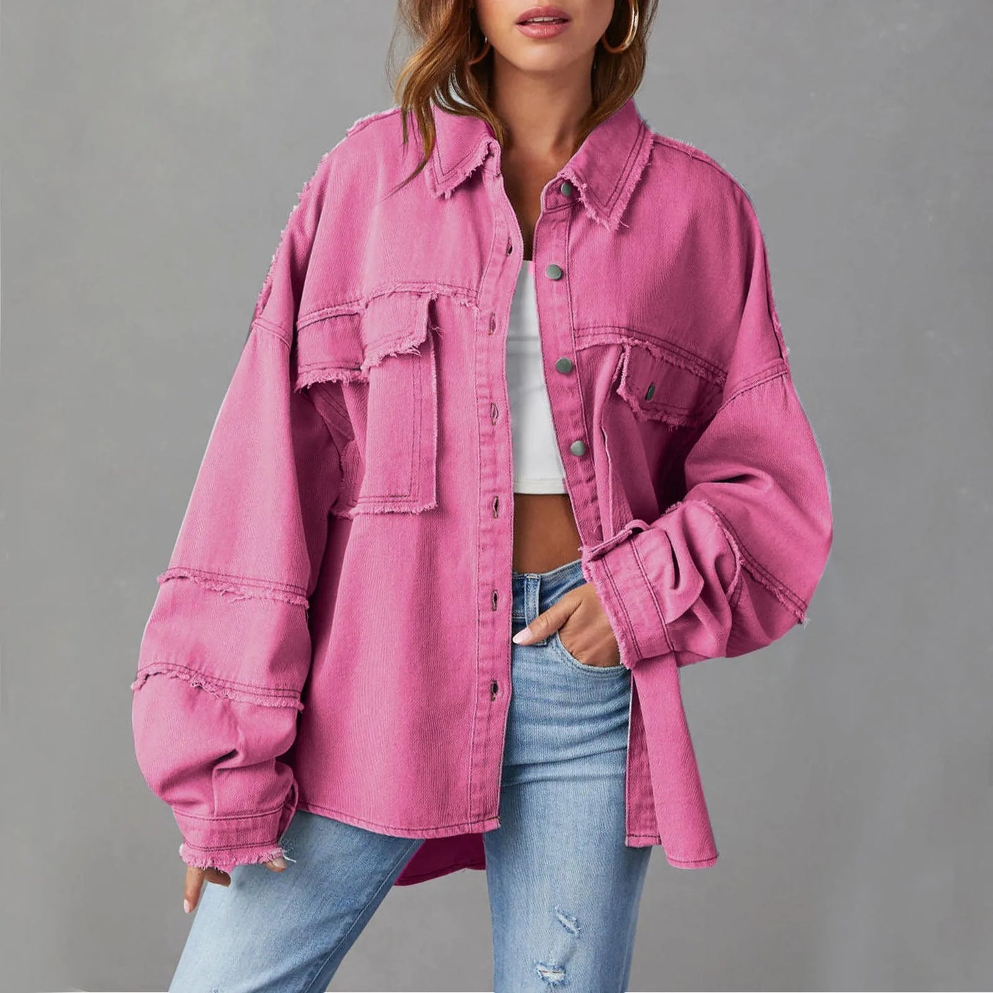 New Oversized Stylish Trendy Elegant Fashionable Versatile Classic Denim Jacket