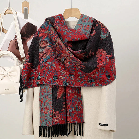 Winter Paisley Cashmere Pashmina Scarf