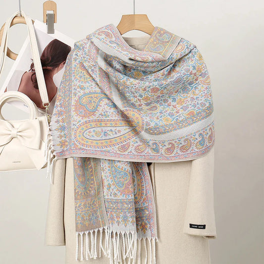 Winter Paisley Cashmere Pashmina Scarf