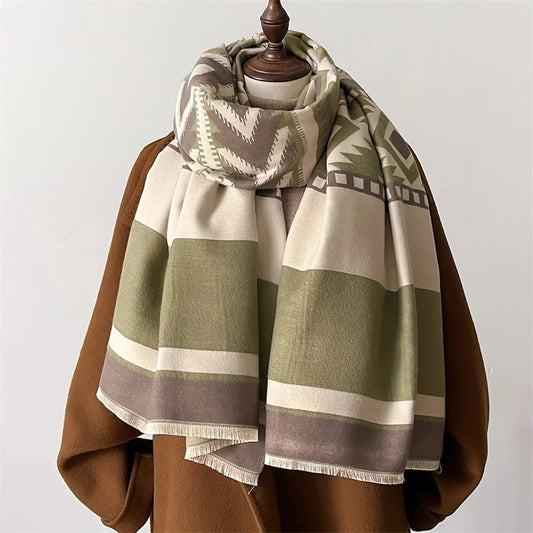 Plaid Print Cashmere Pashmina Winter Scarf