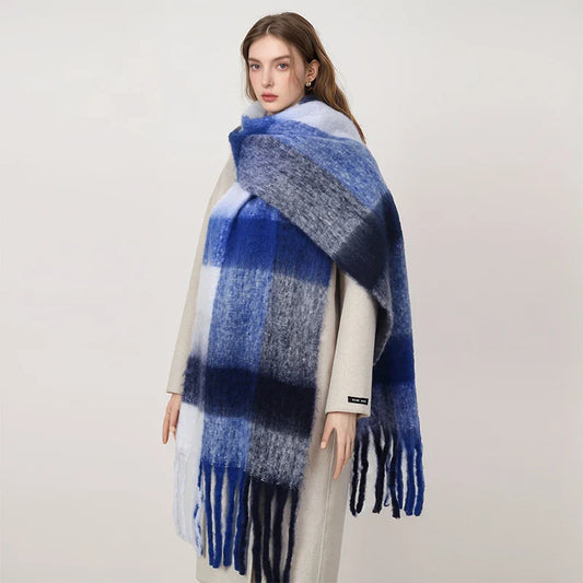 Winter Plaid Cashmere Pashmina Scarf