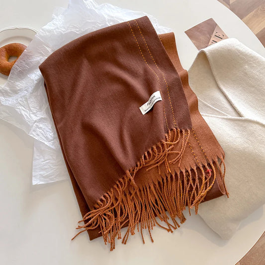 Solid Thick Cashmere Winter Scarf