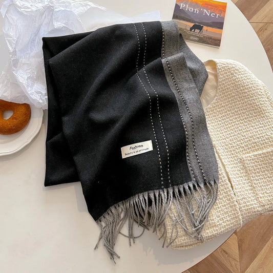 Solid Thick Cashmere Winter Scarf