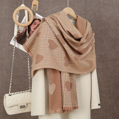 Winter Plaid Cashmere Poncho Tassel Scarf - Luxury Warm Thickened Unisex