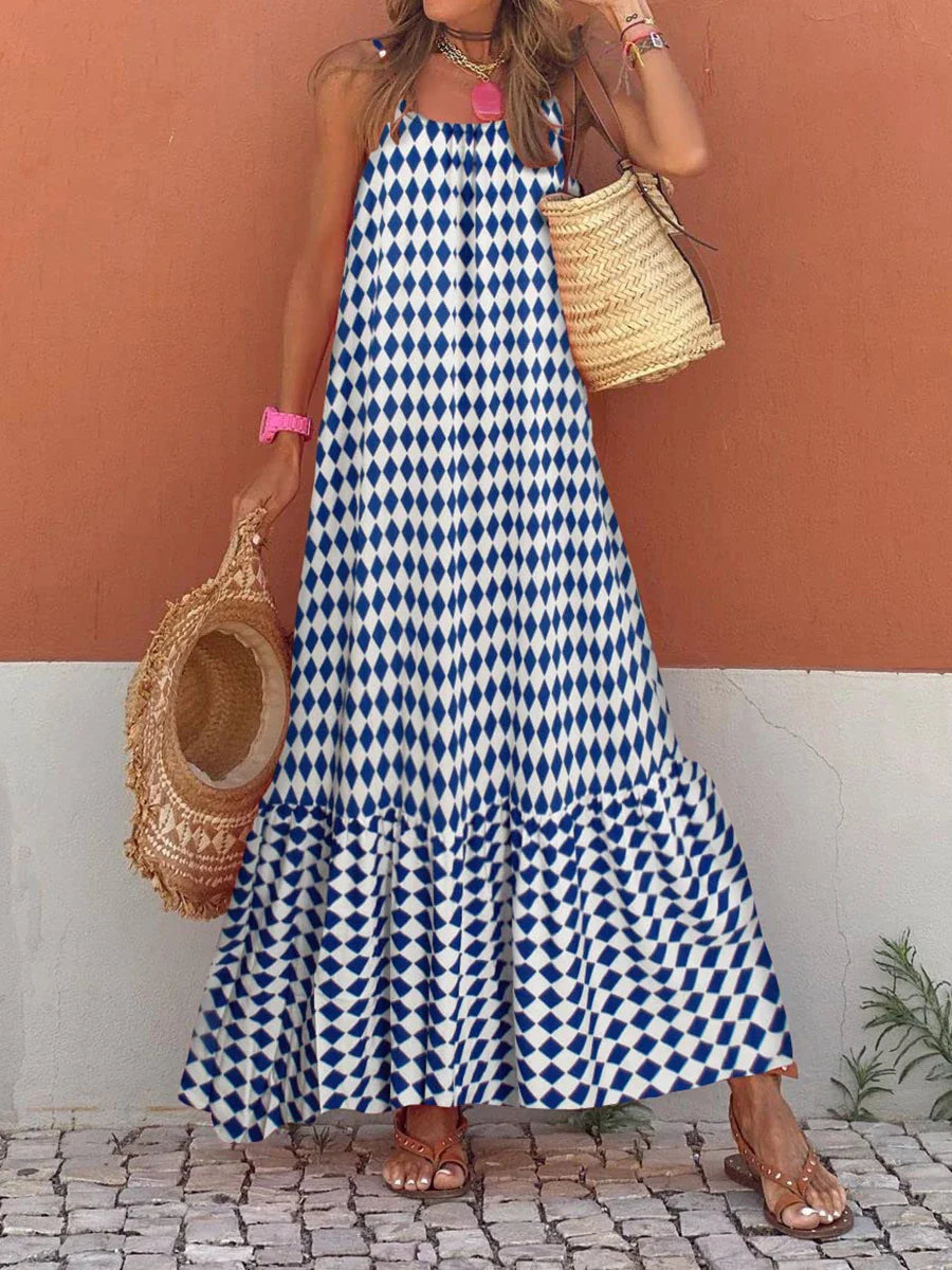 New Sleeveless Print Summer Spaghetti Strap Boho Dress