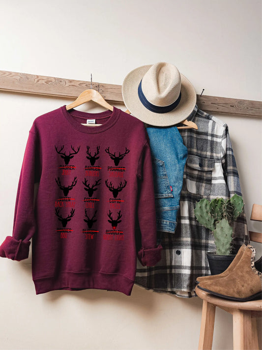Cute Cotton Wapiti Print Hot Sale Deer Hunting Gift Christmas Hoodie Burgundy / S Hoodies-L