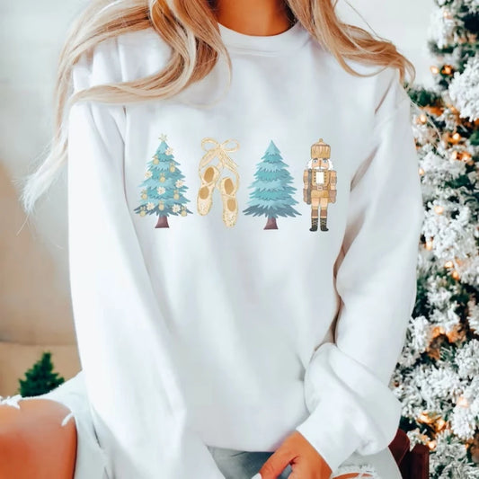 Nutcracker Ballet Sugar Plum Fairy Funny Crewneck Family Party Christmas Hoodie