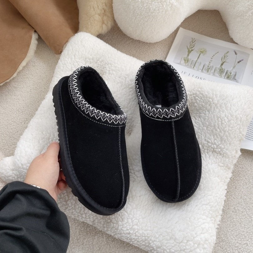 Fleece One-Piece Plus Slip-On Low Heeled Winter Tazz Shoes